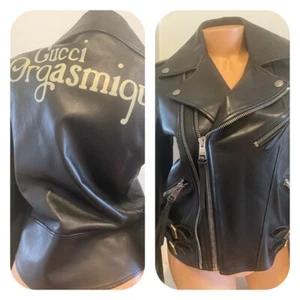 Gucci Womens Orgasmique Leather Biker Moto Jacket 38/2/S - Picture 1 of 18