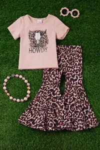 Boutique Toddler Girl Leopard Western Howdy Clothing Set Outfit - Picture 1 of 1