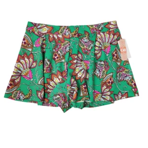 Gianni Bini GB XL grün Paisley Paradise City Shorts mit sichtbarem Reißverschluss neu mit Etikett - Bild 1 von 5