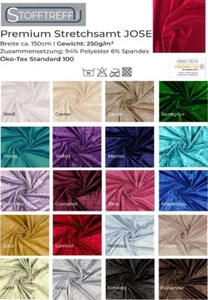 Premium Stretchsamt JOSE -50 cm-Schritte -94% Polyester -6% Spandex -Bekleidung - Bild 1 von 22