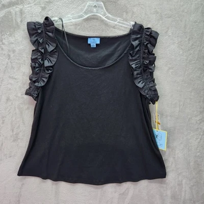 CeCe женщин 3 X черный оборкой рукав блузка Spring Breakers стиль 7434635 новый - Изображение 1 из 4