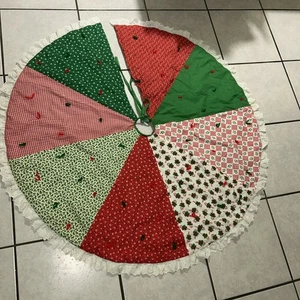 Vintage Handarbeit Patchwork gesteppt Weihnachtsbaum Rock mehrfarbig CottageCore - Bild 1 von 18