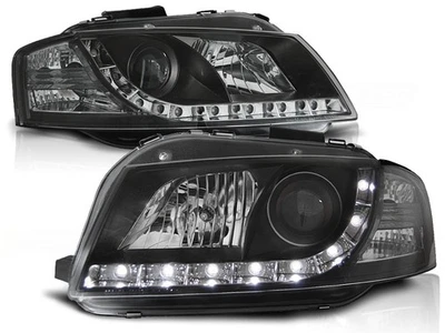 LED Tagfahrlicht-Design Scheinwerfer für Audi A3 8P 04-08 schwarz - Bild 1 von 2