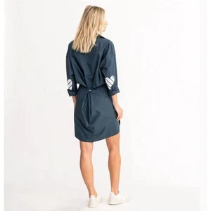 *NEW* Kerri Rosenthal Lilli Shirt Dress Mignight Blue w/ Hearts on Sleeves - Med - Picture 1 of 12