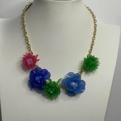 Talbots Floral Declaración Collar Bisutería Firmado Flor Tono Dorado *Defecto Foto 1 de 4