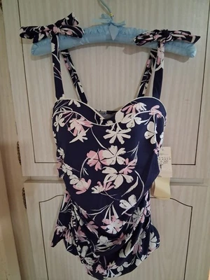 $103 Profile by Gottex Women's Navy Pink Beautiful Tankini Top Swimwear Size 36D - Image 1 of 4