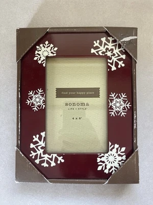 Marco de fotos de metal/resina rojo oscuro de copo de nieve Sonoma 9x7 para fotos de 4x6 nuevo en caja Foto 1 de 4