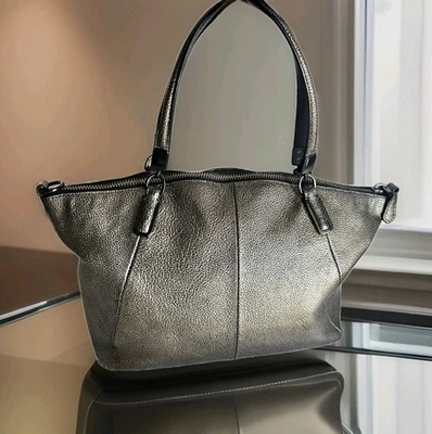 Bolso Bandolera Bolso Bandolera Coach Kelsey Dorado Cuero Craquetado Cierre con Cremallera Bronce Foto 1 de 4