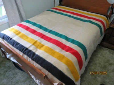 MANTA DE LANA HUDSON BAY 4 PUNTOS VINTAGE HECHA EN INGLATERRA 70" X 90" TAMAÑO DOBLE COMPLETO Foto 1 de 4