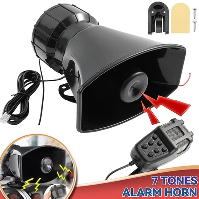 Car 12V 100W 7 Tone Sound Police Siren Horn Megaphone With Mic PA Speaker System - Image 1 of 4