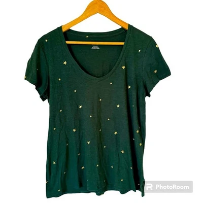 Top para mujer Victorias Secret estrellas grandes gráfico verde manga corta metálico Foto 1 de 4