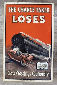 Antique American Railway Safety Poster 1927 Advertisement Original 1920’s Train - Picture 1 of 15