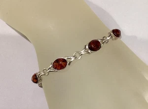 Bracciale Vintage Argento Sterling 924 Baltico Maglia Ovale Catena 7,25" - Foto 1 di 9
