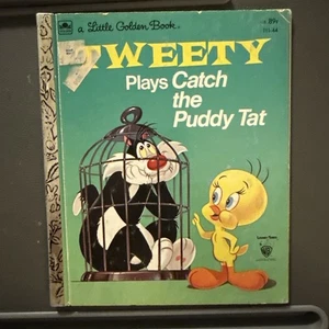 Vintage Golden Book 1975 Tweety Plays Catch The Puddy Tat - Imagen 1 de 2