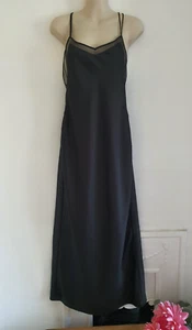 Zara Black Satin Maxi Dress, Size S UK 8-10 Sexy Lingerie Sheer Panels - Picture 1 of 11