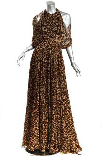 Maxi abito lungo Gucci donna stampa animale dea a pieghe scorrevoli US6 IT42