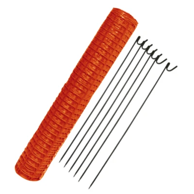 SUREGREEN Orange Plastic Safety Barrier Mesh Fence Netting Net and Metal Pins