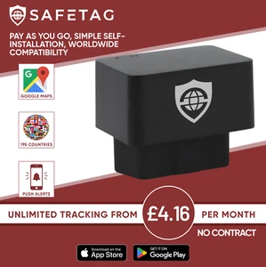 SafeTag Plug 4G GPS Tracker Bike Van Car Coach OBD II OBD 2 Tracker No Contract