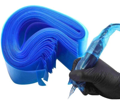 Box of 100 Tattoo Clip Cord & Rotary Pen Cover Sleeves Translucent Blue - Image 1 of 2