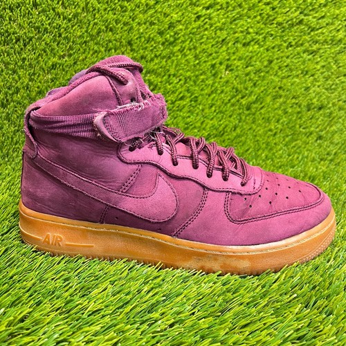 Nike Air Force 1 High WB Bordeaux Ragazze Taglia 7Y Viola Scarpe da Ginnastica Sneakers