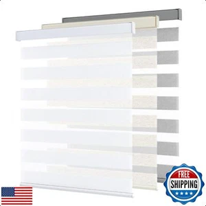 SHECUTE Cordless Zebra Blinds for Windows, Zebra Roller Window Shades for Day - Picture 1 of 5