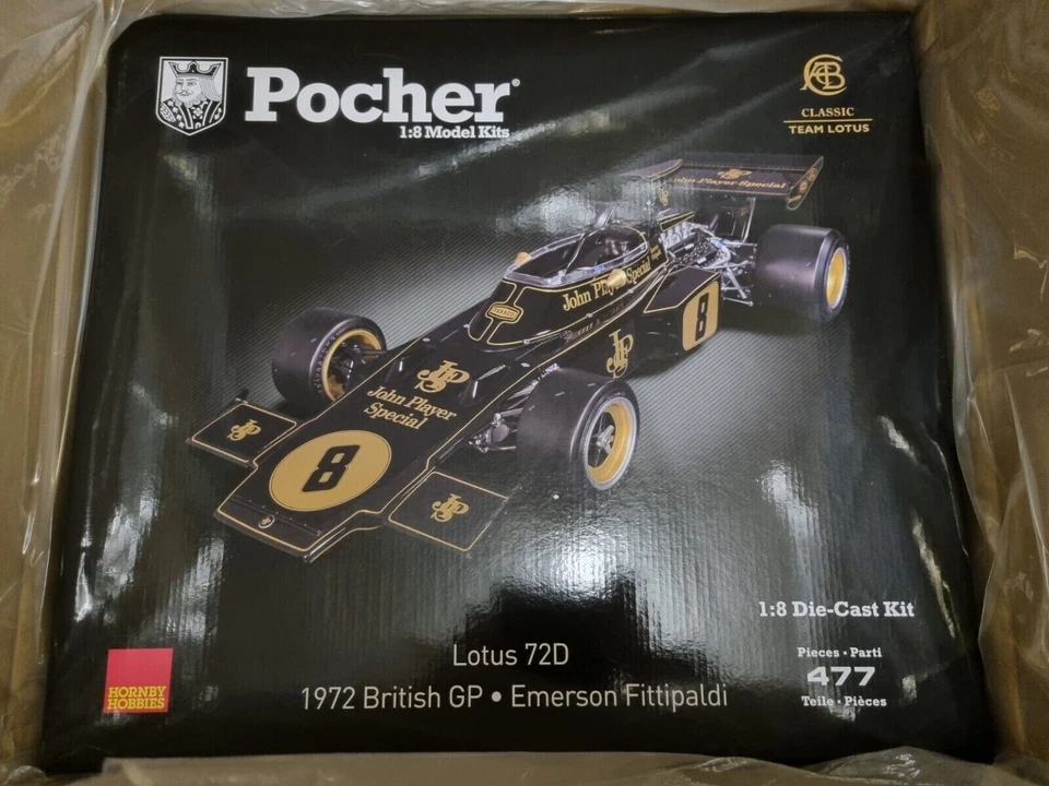 Pocher HK114F 1/8 Lotus 72D 1972 British GP - Emerson Fittipaldi - kit new - Immagine 1 di 4