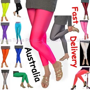 Footless Bright Neon Fluro 80s 70s Disco STRETCH Pants Metallic Leg Wear Tights - Picture 1 of 29