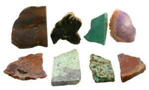 Eight Agate Jasper Chrysocolla Petrified Wood Amethyst Slab Cab Rough AS8/6725 - Picture 1 of 2