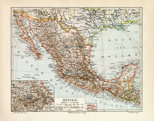 Mexiko historische Landkarte Lithographie ca. 1906 antike Karte Geographie