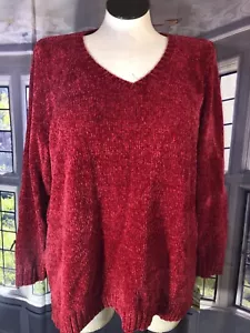 Karen Scott NwT 1X Red Chenille Sweater 🧡 - Picture 1 of 12