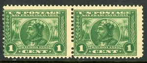USA 1913 Panama Pacific Expo 1¢ Green Sc 397 Perf 12 Pair MNH J230 - Picture 1 of 6