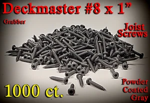 NEU 1000 ct. Deckmaster #8x1" Ersatz Balken Holzschrauben, pulverbeschichtet grau. - Bild 1 von 1