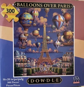 Dowdle Balloons Over Paris 300 Piece Jigsaw Puzzle France Folk Art New - Picture 1 of 6