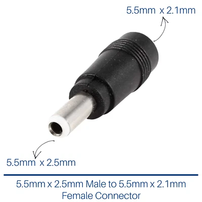 OZZIE BRAND ELECTRONICS 5.5mm x 2.1mm Female to 5.5mm x 2.5mm Male Plug Jack DC Power Adapter connector
