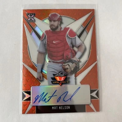 MAT NELSON 2021 Leaf Valiant Orange XRC Auto Prospect RC /99 - Image 1 of 2