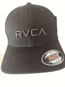 RVCA FLEXFIT CAP HAT dark grey NEW MENS UNISEX Logo S/M, L/XL, SURF SKATE GOLF - Picture 1 of 5