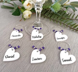 Set of 6 Personalised Wine Glass Charms Party Table decoration Christmas - Picture 1 of 19