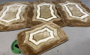 XX ROMANY GYPSY WASHABLE GERMAN MATS BROWN/BEIGE MATS THICK SET OF 4 RUGS XX