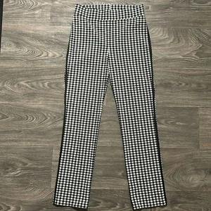 Joseph Ribkoff Size 4 Gingham Trousers Pants Black White Checkered Pull On Ankle - Picture 1 of 13