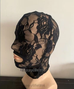 Halloween Black/white/Red Lace Mask Hood Open Mouth Role Play Cosplay Mask - Picture 1 of 10