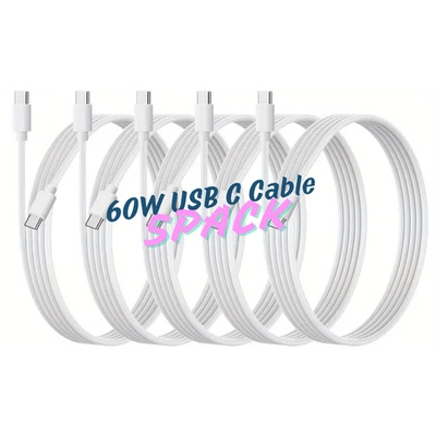 Lot For iPhone16 15 Pro Android Fast Charger Cord 60W USB-C to USB-C Cable 5PACK - image 1 of 4