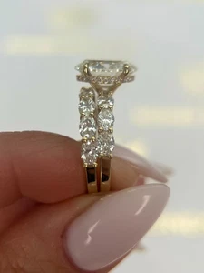 14k Gold 4CT Oval Cut Lab Grown Diamond Wedding Engagement Gift Ring Set SZ 5.25 - Picture 1 of 16