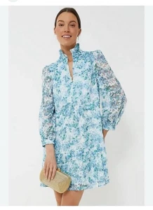 $228 Tuckernuck Water's Edge Hydrangea Organza Palmerston Dress Small - Picture 1 of 7