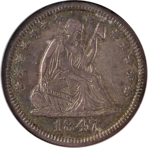 1847-O Seated Liberty Quarter NGC XF40 Key Date Great Eye Appeal Nice Strike - Picture 1 of 4