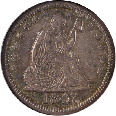 1847-O Seated Liberty Quarter NGC XF40 Key Date Great Eye Appeal Nice Strike - Image 1 of 4