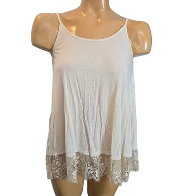 Altard State White Lace Hem Trim Cami Tank Top Women's Size S Sleeveless Casual - Image 1 of 4