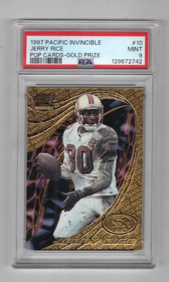 Jerry Rice 1997 Pacific Invincible Football Pop Cards Premio de Oro PSA 9 Como Nuevo #10 Foto 1 de 2
