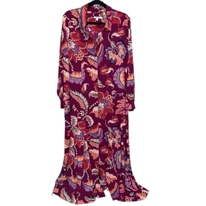 Chicos Shirt Dress Womens Size 3 (XL 16) Paisley Maxi Hidden Button Paisley Boho - Picture 1 of 13