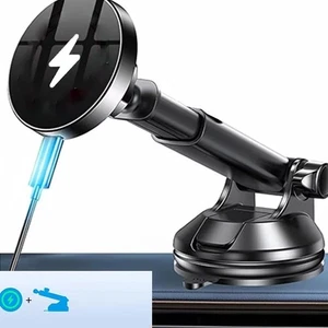 15W Magnetic Wireless Car Charger – Dashboard/Windshield Mount for iPhone 14–16 - Photo 1 sur 6