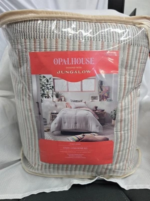 Twin/Extra Long Yarn Dyed Gauze Stripe Comforter & Sham Set Cream - Opalhouse - Image 1 of 4
